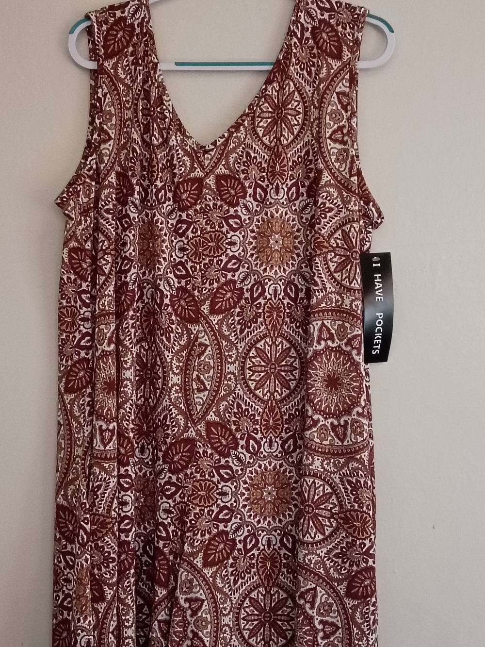 Sami & Jo Sleeveless V-Neck Jumpsuit — Rust & Cream Medallion Print